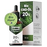 Bio CBD Öl 20% Vollspektrum - Bio Hanf CBD Tropfen mit 2.000 mg Cannabidiol - Hemp-Complete...