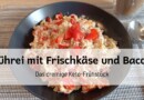 Ruehrei mit Frischkaese und Bacon